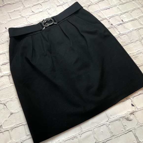 Trina Turk Valencia black built in clasp belted A line skirt size Medium‎ - Picture 1 of 8